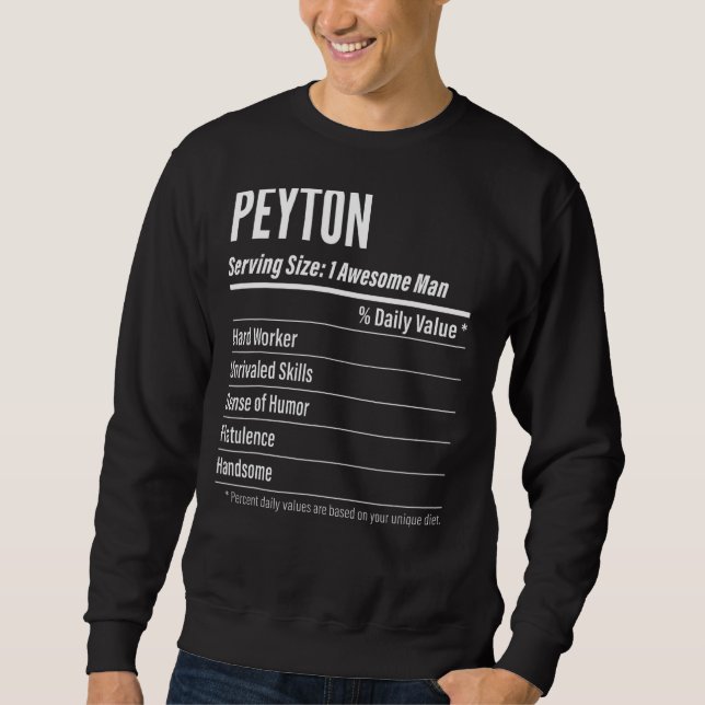 Peyton Serving Size Nutrition Label Calories Sweatshirt (Front)