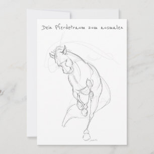 Pferde-Geburtstags- Glückwunschkarte zum ausmalen Invitation