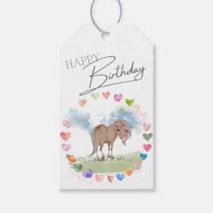 Pferde Geschenkanhänger mit süssem Pony und Herzen Gift Tags