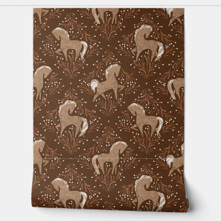 Pferde mit floral Elementen Wallpaper