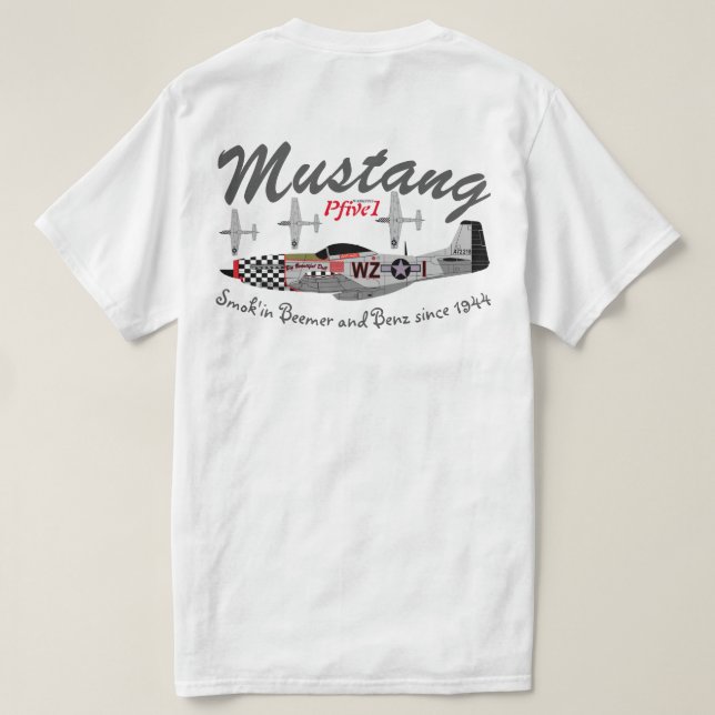 Pfive1 P-51 Mustang 1944 T-Shirt (Design Back)