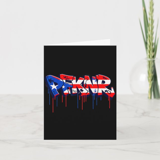 Pfknr Puerto Rico Flag Graffiti Coquí Heritage  Card (Front)