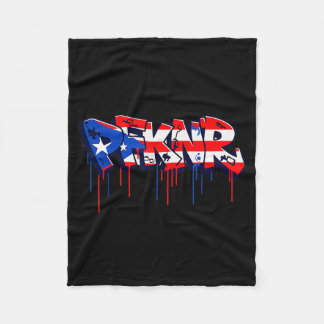 Pfknr Puerto Rico Flag Graffiti Coquí Heritage Fleece Blanket
