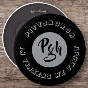 Pgh Yinzer Black Vintage Garment Snap Metal  6 Cm Round Badge