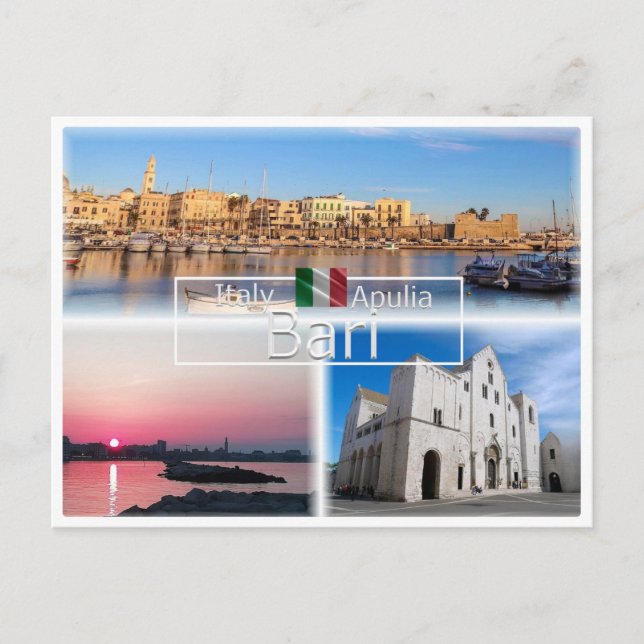 PGL043 BARI, sunset panorama Saint Nicholas, Postcard (Front)