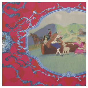 PH&D French Toile Fabric Red and Blue