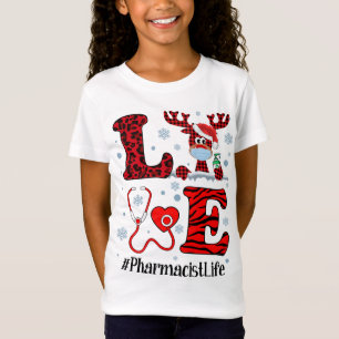 Ph Love Reindeer Pharmacist Christmas Red Plaid Le T-Shirt