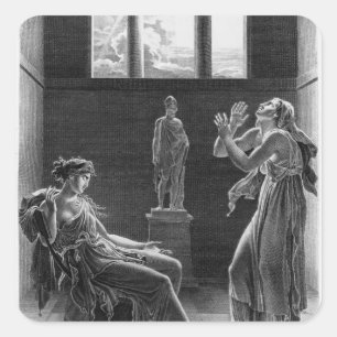 Phaedra and Oenone, illustration from Act I Square Sticker