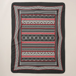 Phaistos Ritual: Minoan Black & Red Sherpa Blanket