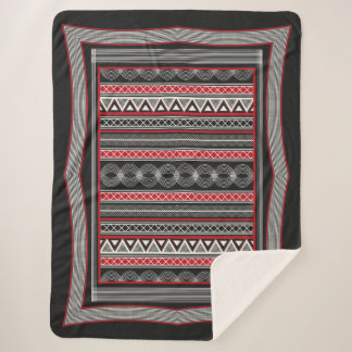 Phaistos Ritual: Minoan Black & Red Sherpa Blanket