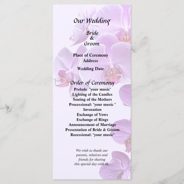 Phalaenopsis Orchids Large and Small Programme (Front)