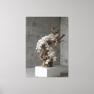Phalaenopsis White × Driftwood – Ascending Flow Canvas Print