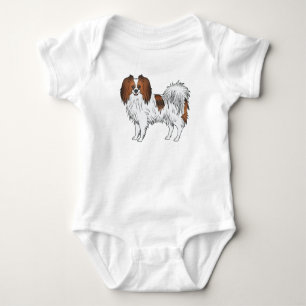 Phalène In Red Sable Colour Fluffly Toy Breed Dog Baby Bodysuit