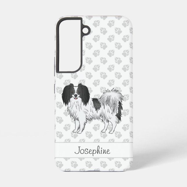 Phalène With Black Details And Custom Name On Paws Samsung Galaxy S22 Case (Back)