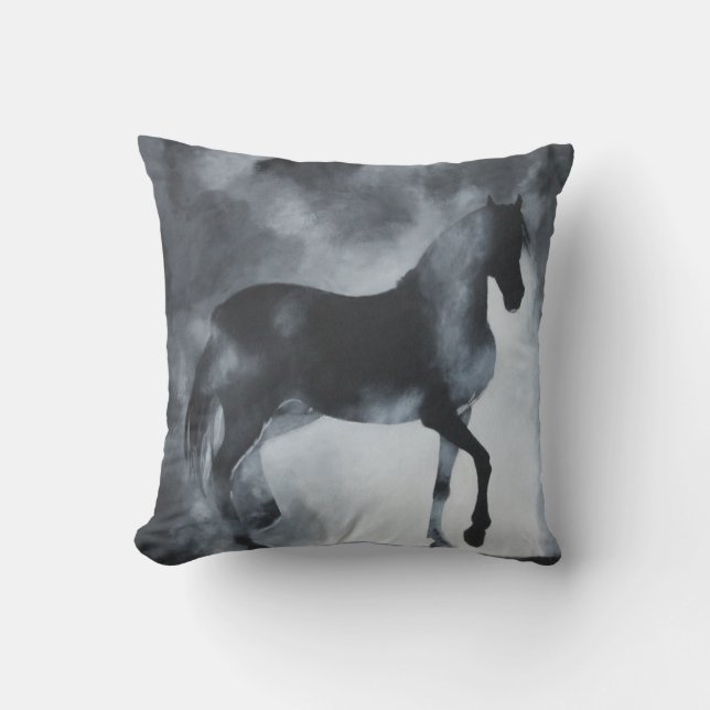 "Phantom" Horse in mist.Pillow Cushion (Front)