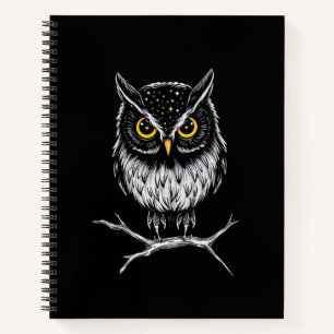 Phantom Owl Minimalist Line Art Notebook