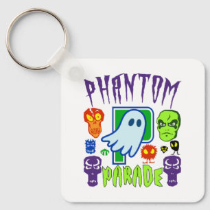 Phantom parade spooky ghost skull design key ring