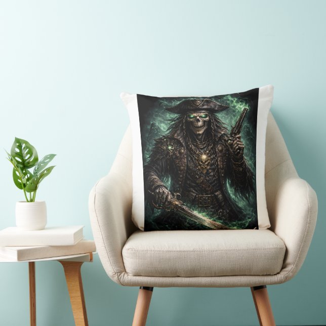Phantom Pirate Skull – Dark Fantasy Reaper Cushion (Chair)