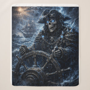 Phantom Skull Captain at the Helm – Blue Storm Got Sherpa Blanket