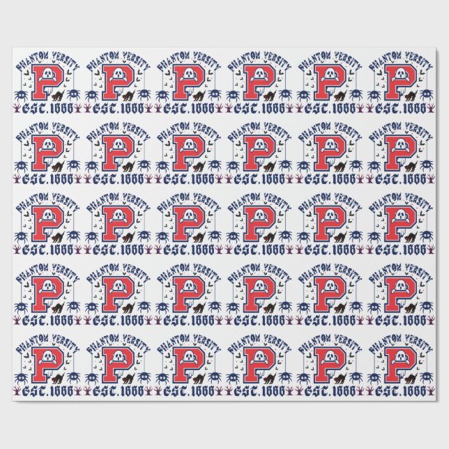 Phantom Versity Ghost Bats Halloween College Wrapping Paper (Flat)