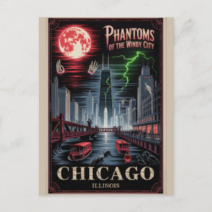 Phantoms of the Windy City Chicago horror travel Postcard