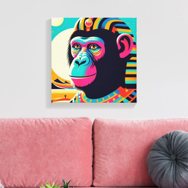 Pharaoh Chimpanzee Tut 4 Canvas Print (Insitu(LivingRoom))