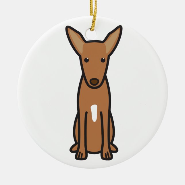 Pharaoh Hound Dog Cartoon Ceramic Tree Decoration (Front)