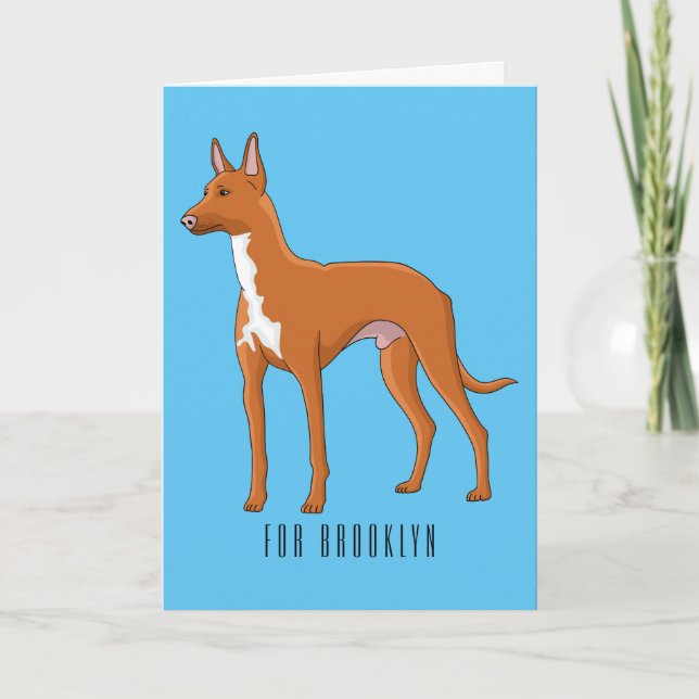 Pharaoh hound dog cartoon illustration card (Front)