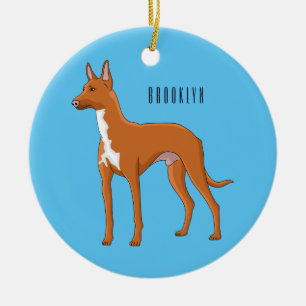 Pharaoh hound dog cartoon illustration  ceramic tree decoration