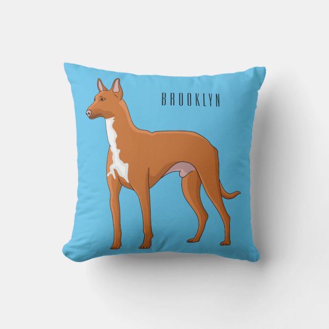 Pharaoh hound dog cartoon illustration cushion (Front)