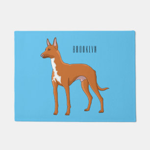 Pharaoh hound dog cartoon illustration doormat