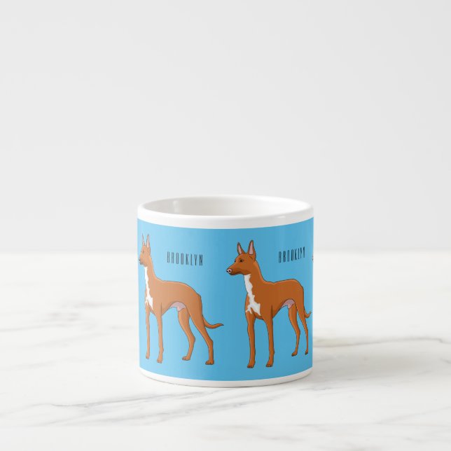 Pharaoh hound dog cartoon illustration  espresso cup (Front)