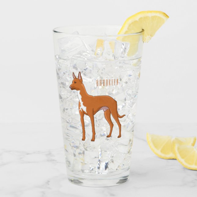 Pharaoh hound dog cartoon illustration glass (Back Ice)