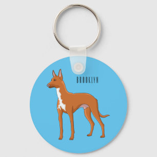 Pharaoh hound dog cartoon illustration key ring
