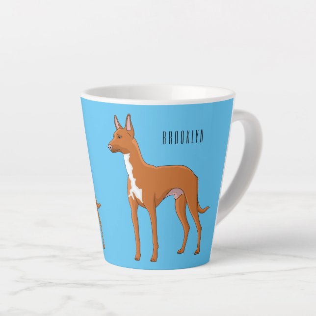 Pharaoh hound dog cartoon illustration latte mug (Right Angle)