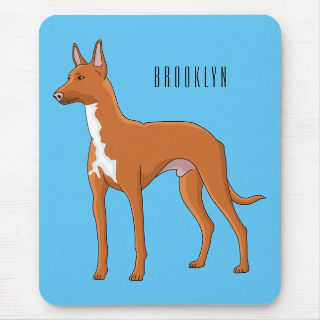 Pharaoh hound dog cartoon illustration mouse pad (Front)