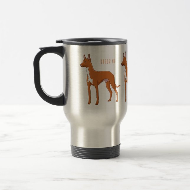 Pharaoh hound dog cartoon illustration  paperweigh travel mug (Left)