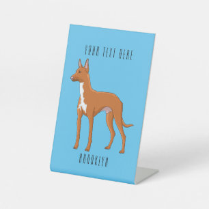 Pharaoh hound dog cartoon illustration pedestal sign