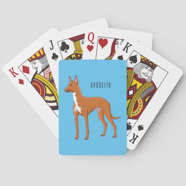 Pharaoh hound dog cartoon illustration playing cards (Back)