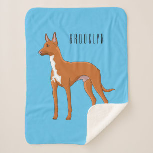 Pharaoh hound dog cartoon illustration sherpa blanket