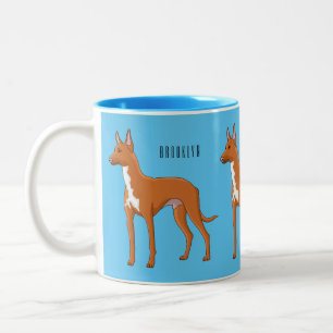 Pharaoh hound dog cartoon illustration Two-Tone coffee mug