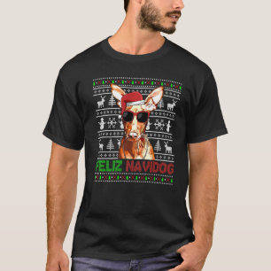 Pharaoh Hound Dog Feliz Navidog Funny Christmas T-Shirt