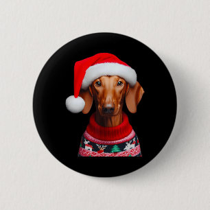 Pharaoh Hound Dog With Santa Hat Christmas Xmas Ow 6 Cm Round Badge