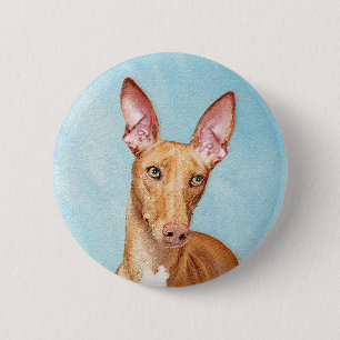 Pharaoh Hound Painting - Cute Original Dog Art 6 Cm Round Badge