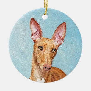 Pharaoh Hound Painting - Cute Original Dog Art Ceramic Tree Decoration