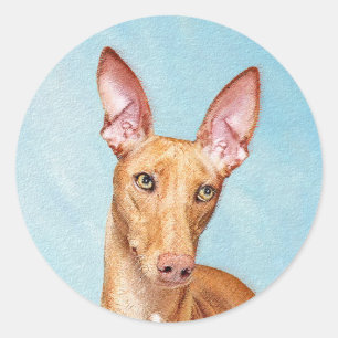 Pharaoh Hound Painting - Cute Original Dog Art Classic Round Sticker