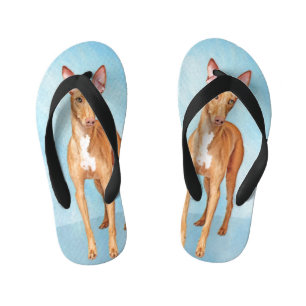 Pharaoh Hound Painting - Cute Original Dog Art Kid's Jandals
