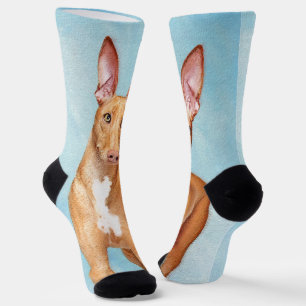 Pharaoh Hound Painting - Cute Original Dog Art Socks