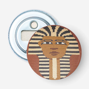 Pharaoh King Tut Brown Black Natural Crochet Print Bottle Opener