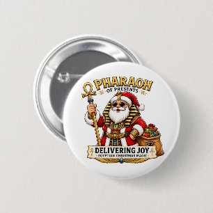 Pharaoh of Presents Egyptian Christmas Santa 6 Cm Round Badge